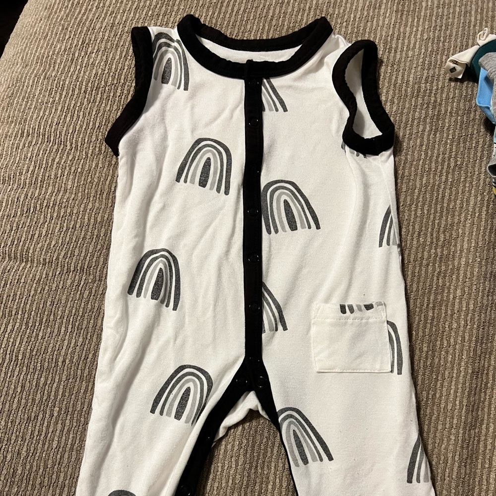 KYTE BABY black and gray rainbow bamboo sleeveless romper
